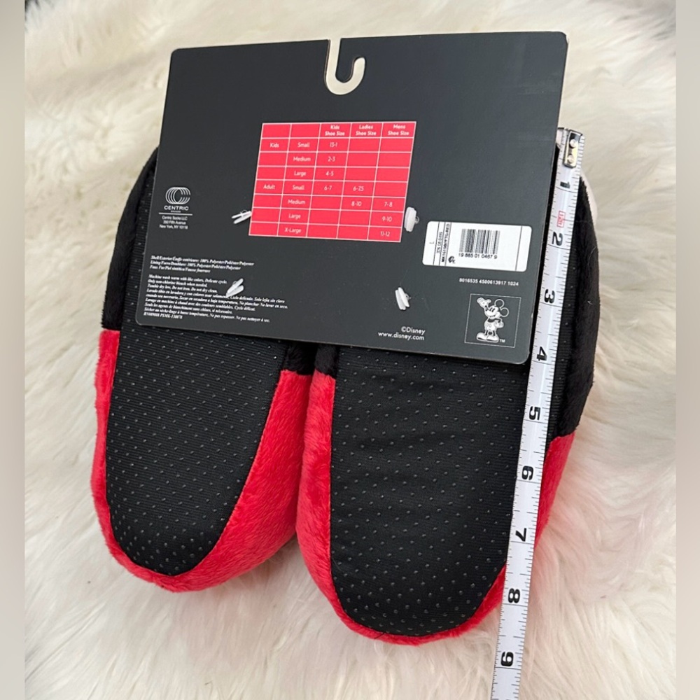 Disney Mickey Mouse Plush Slippers - Black and Red Kids LG NEW! - Picture 8 of 8